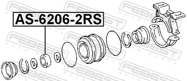 AS62062RS Febest Підвісний підшипник передньої піввісі