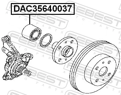 DAC35640037 Febest Підшипник маточини передньої