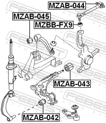 MZAB045 Febest Сайлентблок переднього верхнього важеля