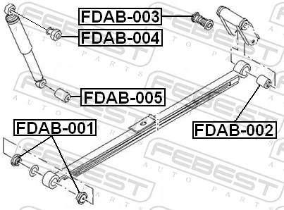 FDAB002 Febest Сайлентблок ресори, задній
