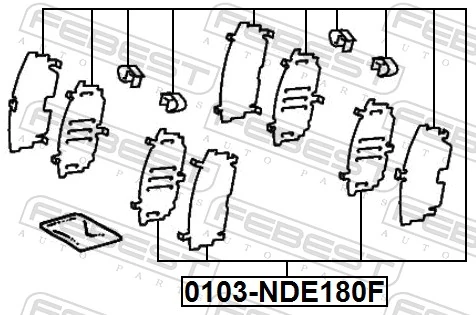 0103NDE180F Febest Пластина протівоскрипіння кріплення гальмівної колодки, передньої
