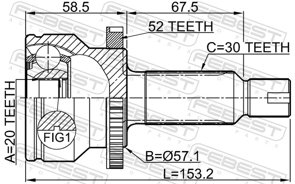 1210SFA52R Febest Граната зовнішня задня