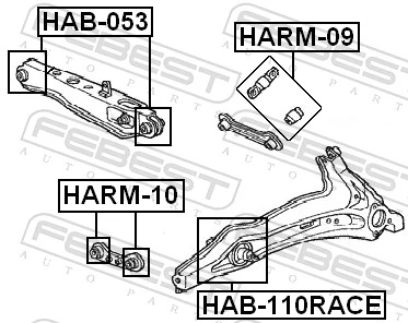 HAB110RACE Febest Сайлентблоки поздовжніх важелів передньої підвіски