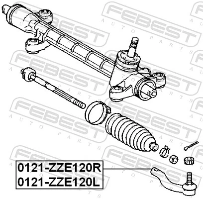 0121ZZE120L Febest Зовнішній наконечник рульової тяги