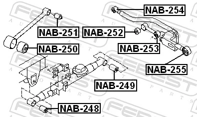 NAB253 Febest Сайлентблок тяги поперечної, задньої підвіски