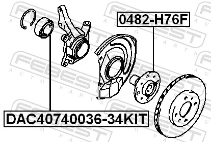DAC4074003634KIT Febest Підшипник маточини передньої