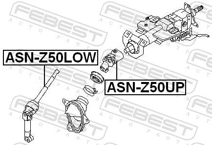 ASNZ50LOW Febest Вал рульової колонки, нижній