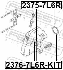 23757L6R Febest Ремкомплект заднього гальмівного супорта