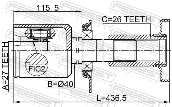 2311T5ATRH Febest ШРКШ внутрішній, передній, правий