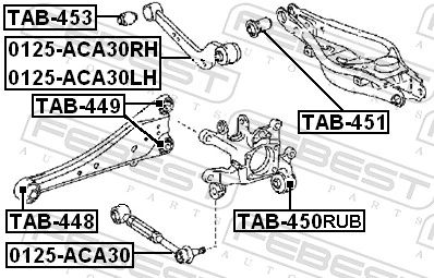 TAB450RUB Febest Сайлентблок задньої підвіски