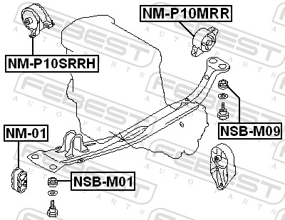 NMP10MRR Febest Задня подушка двигуна