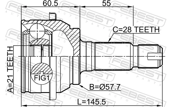 2910FLIR Febest Граната зовнішня задня