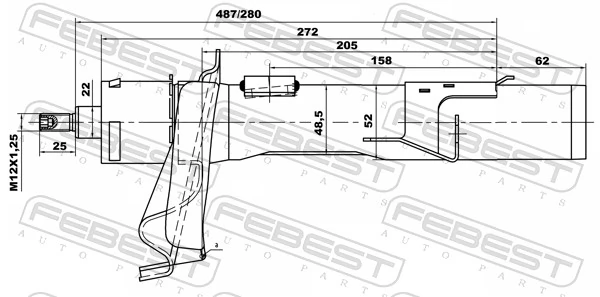 21665159FR Febest Амортизатор передньої підвіски