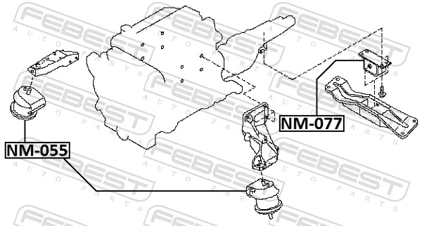 NM055 Febest Подушка (опора) двигуна, ліва/права
