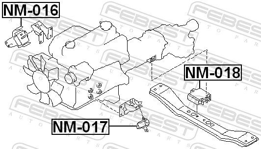 NM017 Febest Подушка передньої опори двигуна