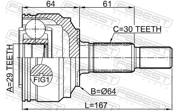 1710Q7R Febest ШРКШ зовнішній задній