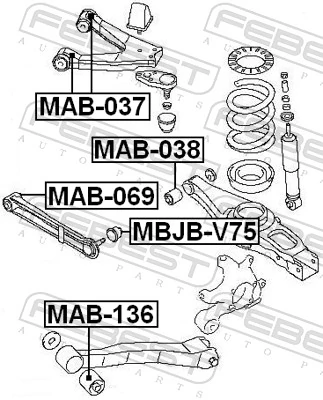 MAB136 Febest Сайлентблок заднього поздовжнього нижнього важеля
