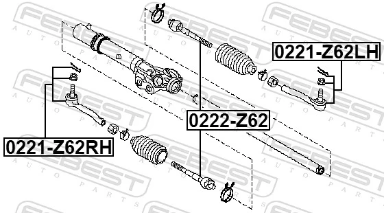 0221Z62LH Febest Зовнішній наконечник рульової тяги