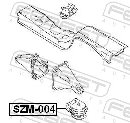 SZM004 Febest Подушка (опора) двигуна, ліва/права