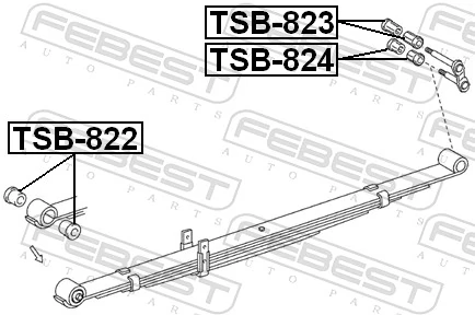 TSB824 Febest Сайлентблок ресори, задній
