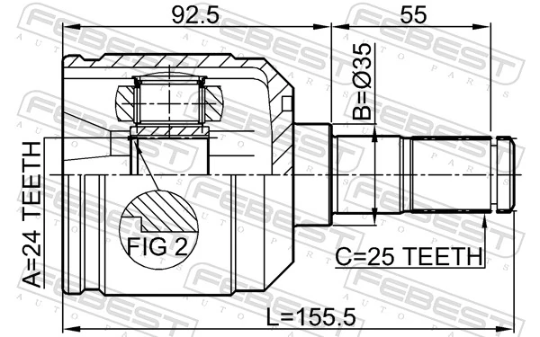 Купити ШРУС зовнішній передній Mitsubishi Lancer V CB, CD, CE