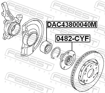 DAC43800040M Febest Підшипник маточини передньої