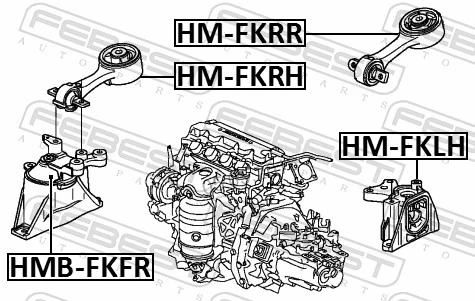 HMBFKFR Febest Подушка (опора) двигуна передня (сайлентблок)