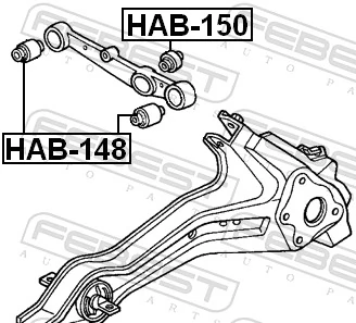 HAB148 Febest Сайлентблок заднього поперечного важеля, зовнішній