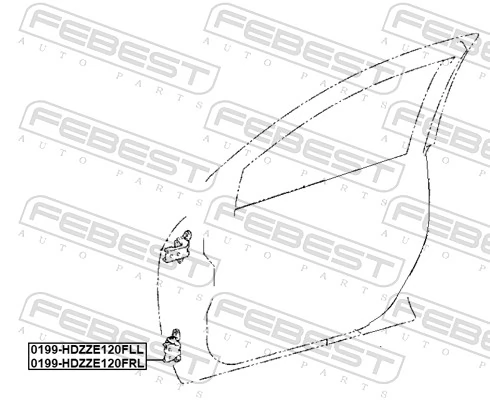 0199HDZZE120FLL Febest Петля передніх дверей, лівою