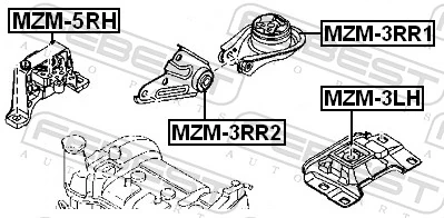 MZM5RH Febest Права подушка мотора