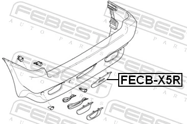 FECBX5R Febest Заглушка бампера буксирувального гака, задня