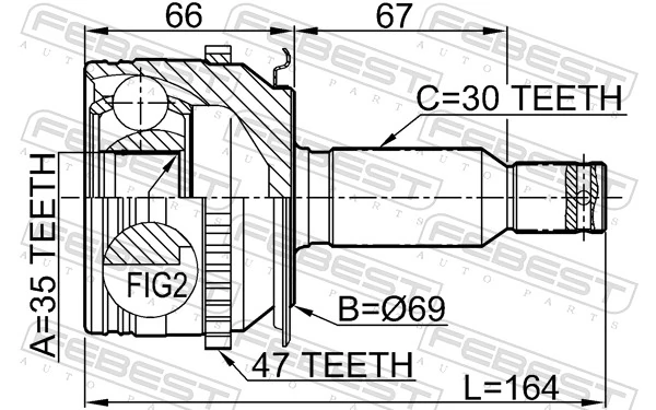 0410KB4A47 Febest Граната зовнішня
