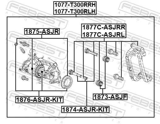 1876ASJRKIT Febest Ремкомплект заднього гальмівного супорта