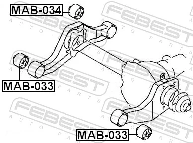 MAB033 Febest Сайлентблок траверси кріплення переднього редуктора, передній