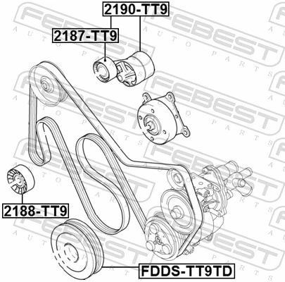 2188TT9 Febest Ролик натяжителя ременя агрегатів