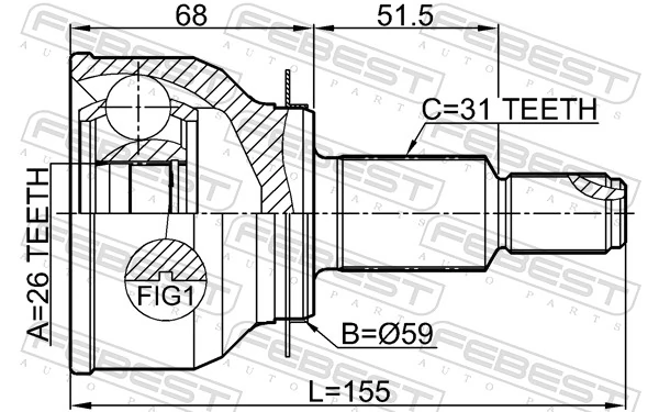 0510KEAT4WD Febest Граната зовнішня