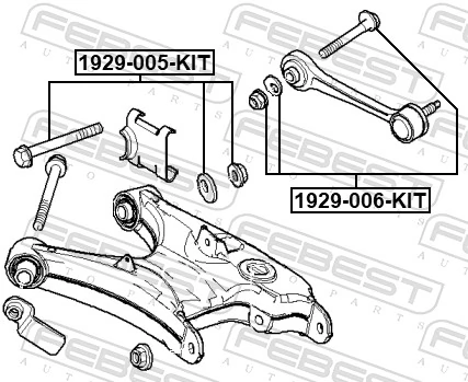 1929005KIT Febest Болт кріплення заднього нижнього важеля, внутрішній