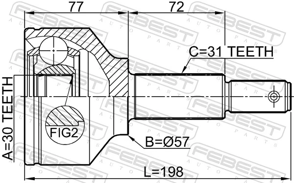 2110TTF330 Febest Граната зовнішня