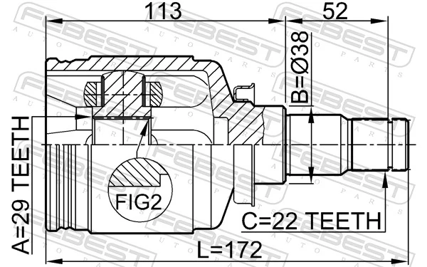 1111J200 Febest ШРКШ внутрішній, передній