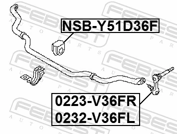 NSBY51D36F Febest Втулка стабілізатора переднього