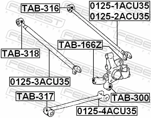 TAB317 Febest Сайлентблок задньої поздовжньої тяги