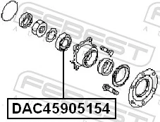 DAC45905154 Febest Підшипник ступиці задньої
