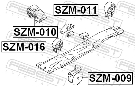 SZM016 Febest Подушка передньої опори двигуна