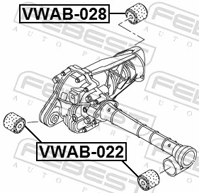 VWAB028 Febest Сайлентблок (подушка) редуктора переднього моста, задній