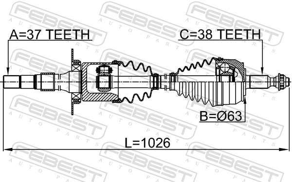 23147ERH Febest Привід передній правий