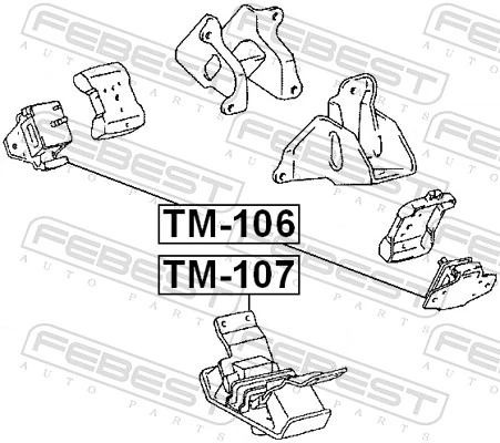TM107 Febest Задня подушка двигуна