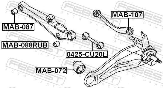 MAB088RUB Febest Сайлентблок заднього поперечного важеля, зовнішній