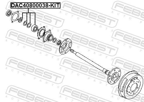 DAC40800038KIT Febest Підшипник ступиці задньої