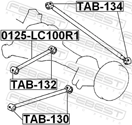 TAB130 Febest Сайлентблок задньої поздовжньої тяги