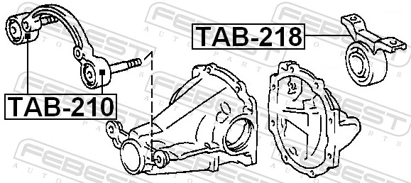 TAB210 Febest Сайлентблок траверси кріплення заднього редуктора, передній
